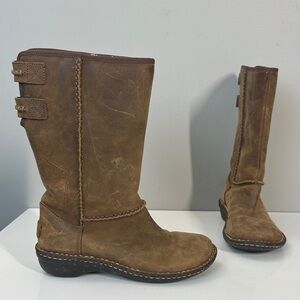 Ugg Women’s Haywell Distressed Tan Leather Shearling Mid-Calf Boots Size 6